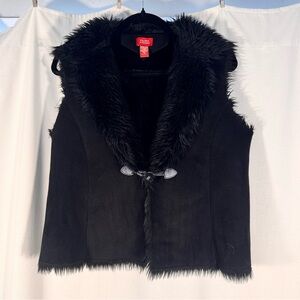 Valerie Steven’s Black Faux Suede Faux Fur Vest